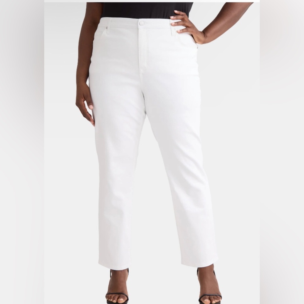 Terra & Sky White Straight Leg Jeans